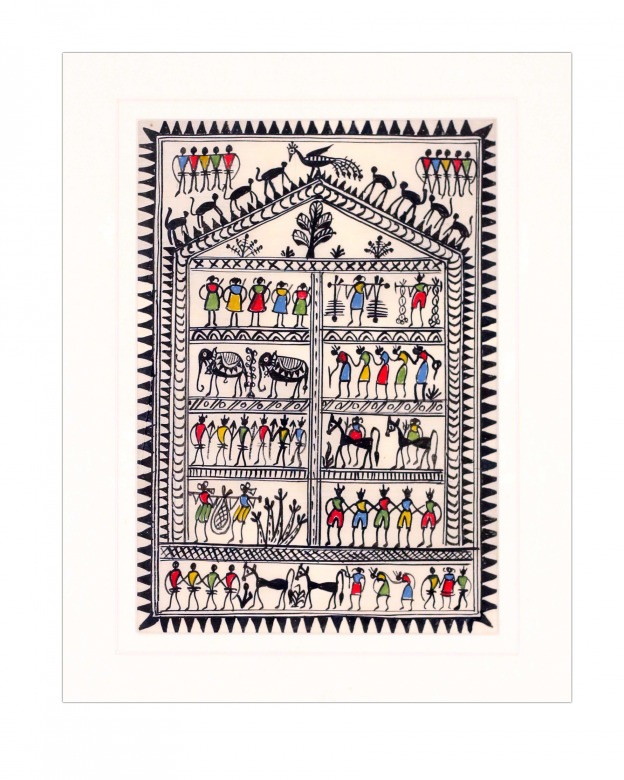 Tribes India Saura Painting Tassar with Mount