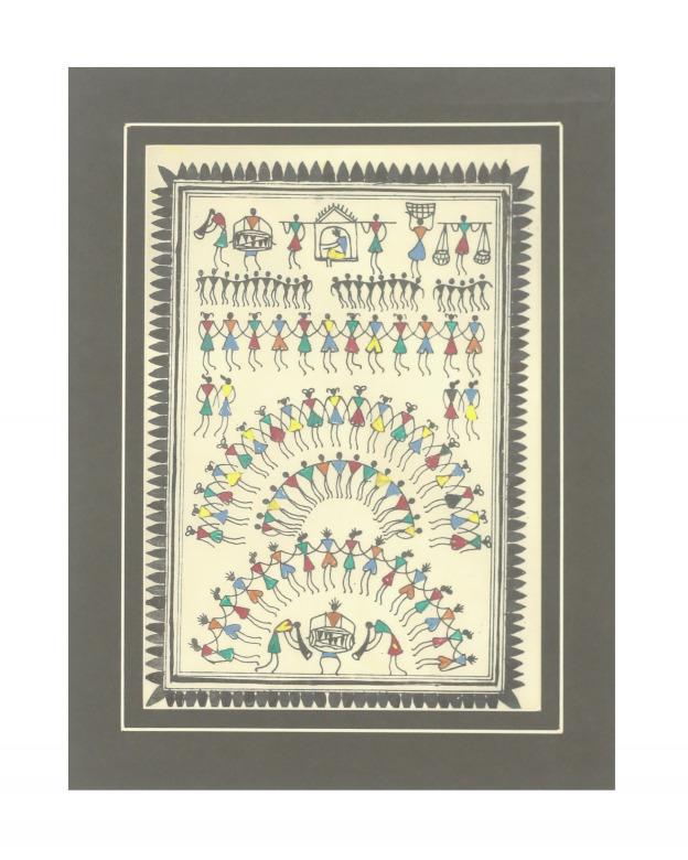 Tribes India Saura Painting Tassar with Mount