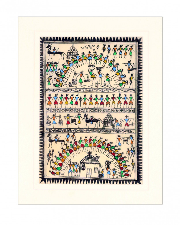 Tribes India Saura Painting Tassar with Mount