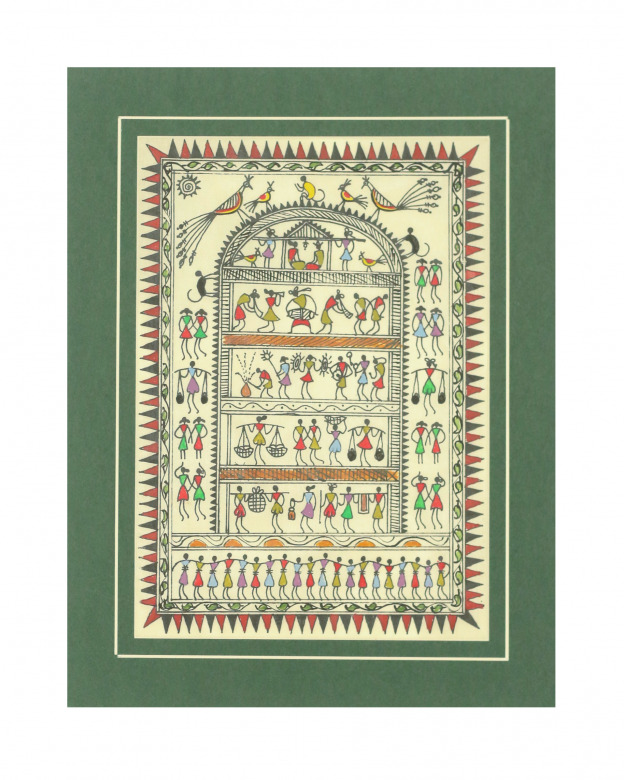 Tribes India Saura Painting Tassar with Mount