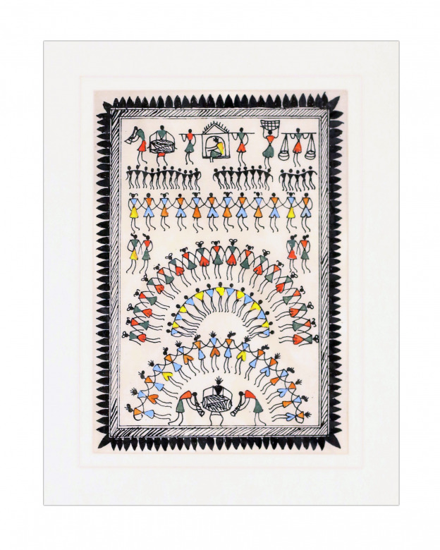 Tribes India Saura Painting Tassar with Mount