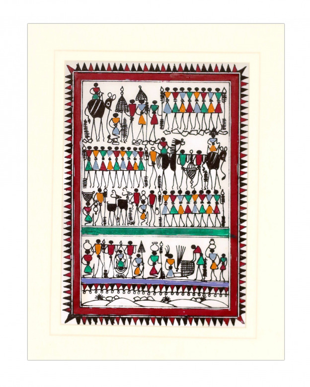 Tribes India Saura Painting Tassar with Mount