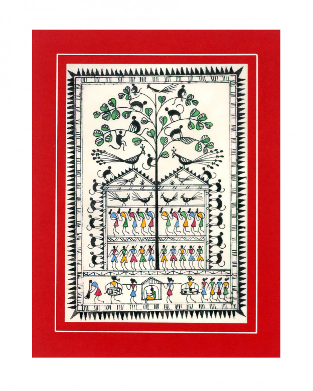Tribes India Saura Painting Tassar with Mount