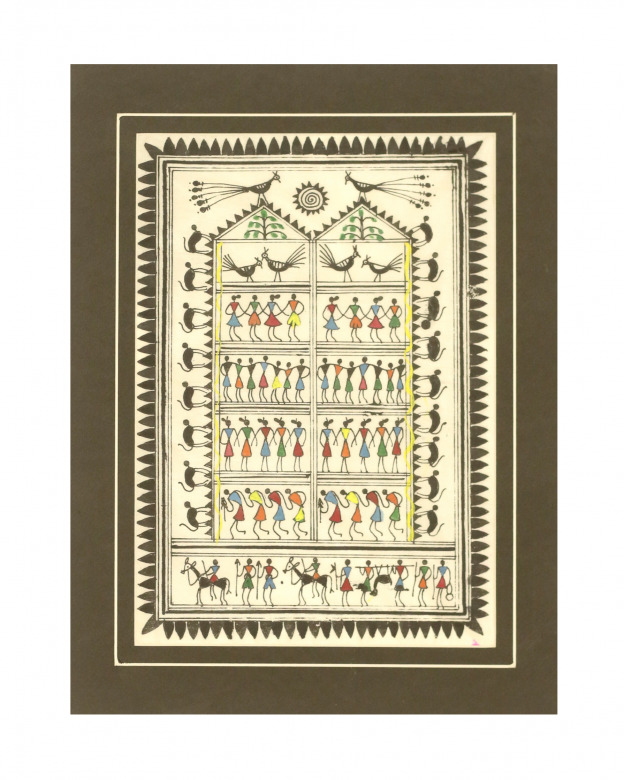 Tribes India Saura Painting Tassar with Mount