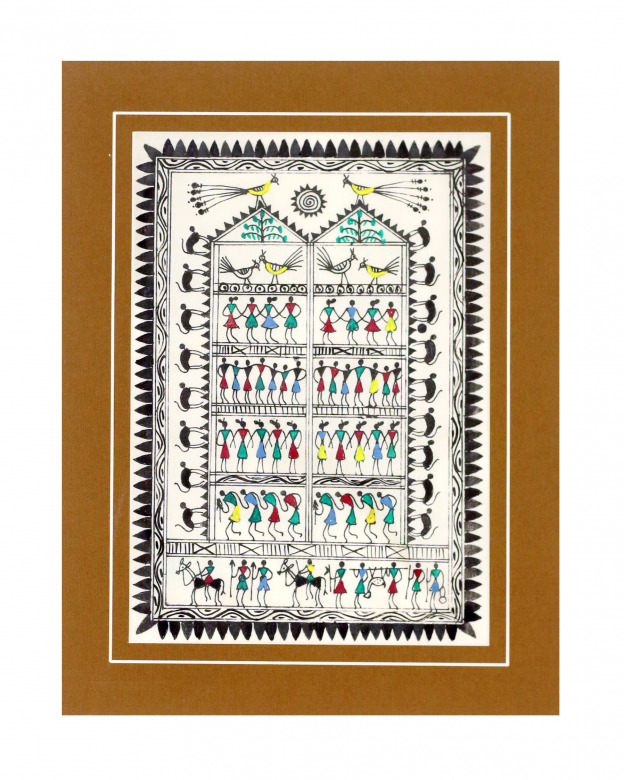 Tribes India Saura Painting Tassar with Mount