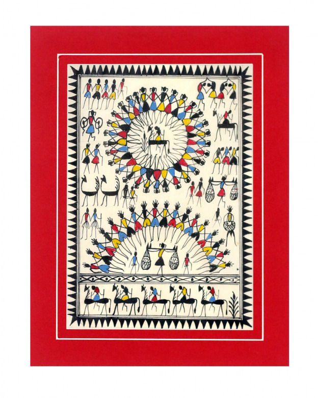 Tribes India Saura Painting Tassar with Mount