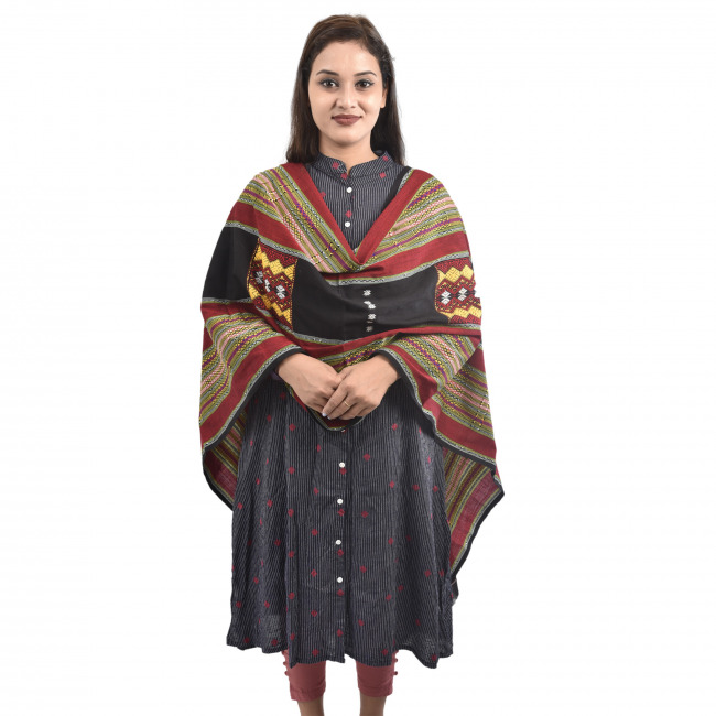 Hand Woven Pure Cotton Multicolor Kambang Stole Dupatta for Women