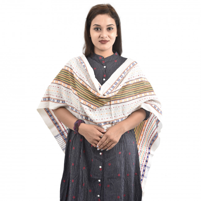 Hand Woven Cotton Multicolor Risha Stole Dupatta for Women