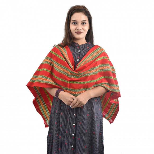 Hand Woven Cotton Multicolor Risha Stole Dupatta for Women