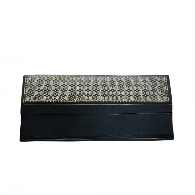 Bidriware Long Box – Tarkashi Silver Wire Inlay | Handcrafted Rectangular Storage Box from Bidar  ✅ Short Description: A beautifully handcrafted Bidri Long Box with intricate Tarkashi (silver wire inl