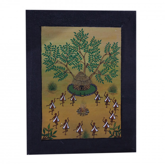 Handcrafted Canvas Kurumba Painting (14*18 Inches)