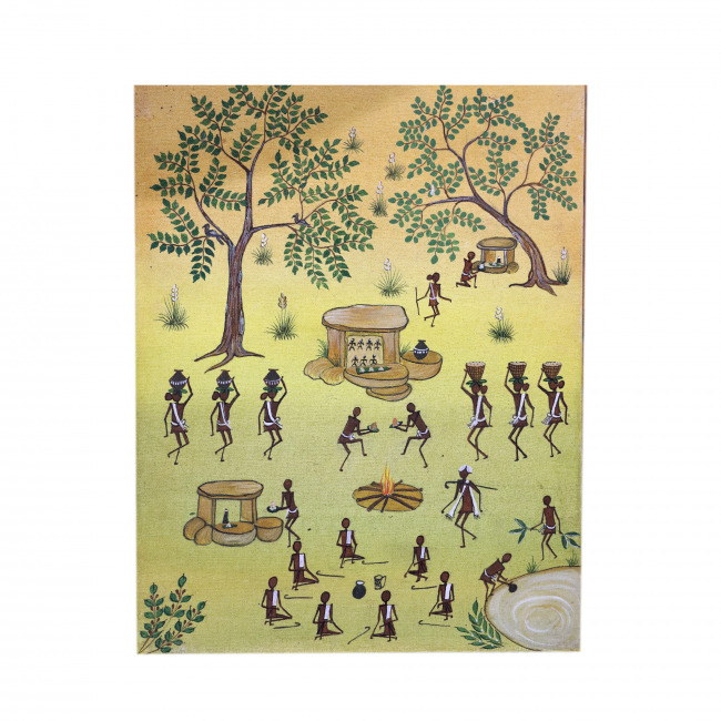Handcrafted Canvas Kurumba Painting (14*18 Inches)