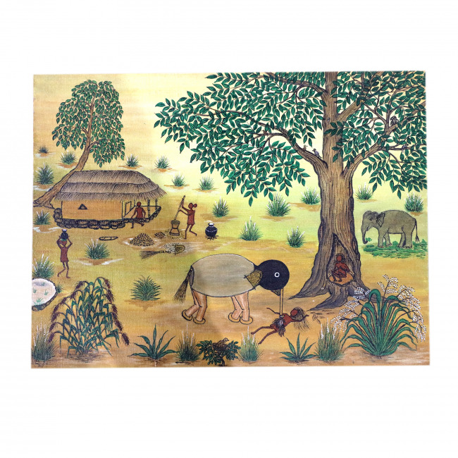Handcrafted Canvas Kurumba Painting (24*18 Inches)