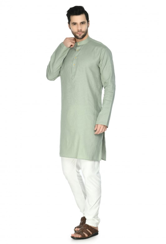 Tribes India Cotton Linen Kurta & Pyjama Set - Grey Shade