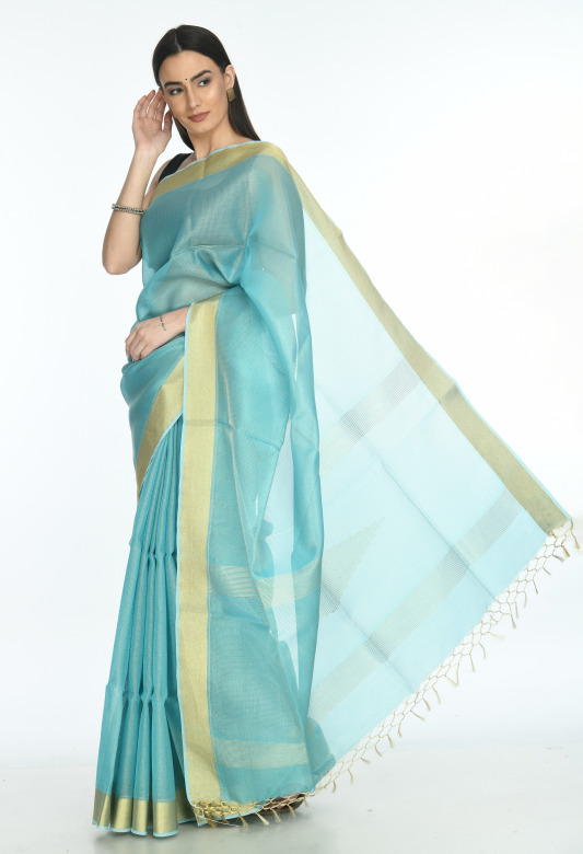 Tribes India Tassar silk tissue zari saree