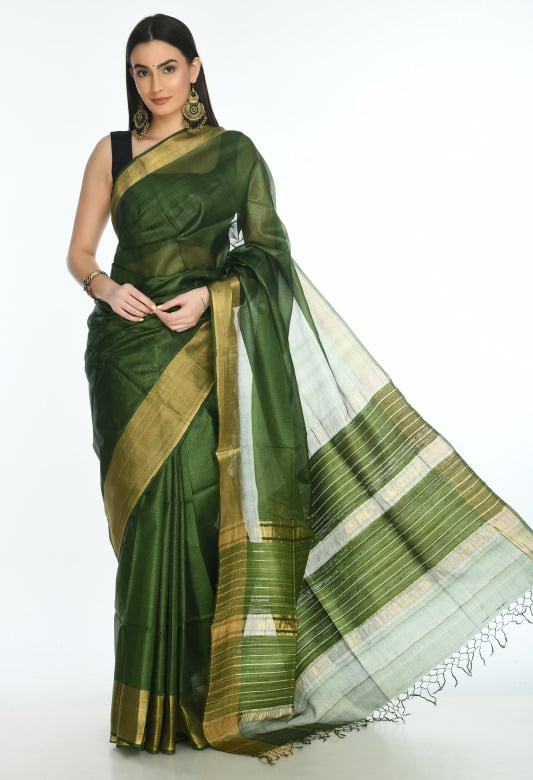 Tribes India Silk zari border saree