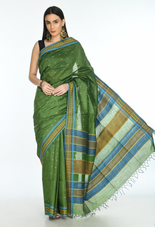 Tassar silk butta saree