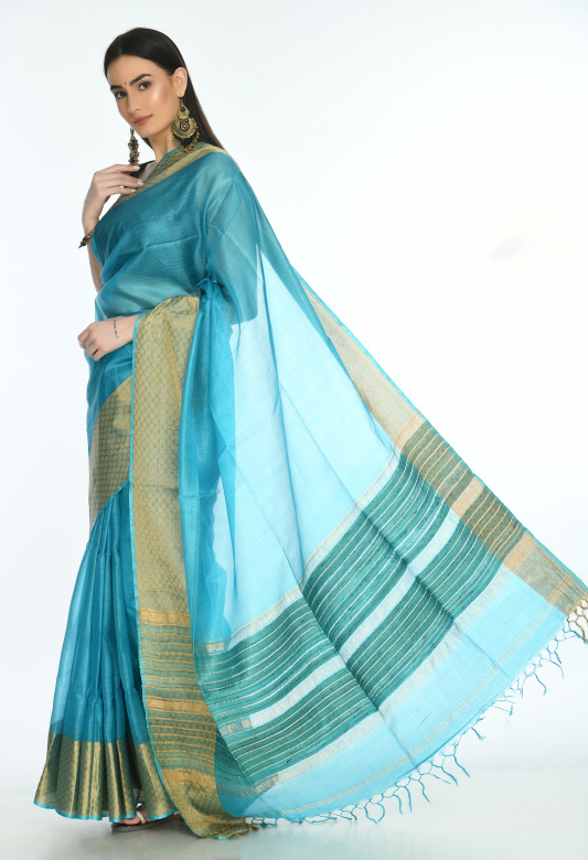 Tribes India Silk zari border saree