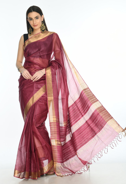 Tribes India Silk zari border saree