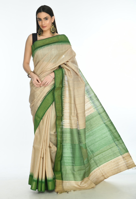 Tribes India Silk temple zari border saree
