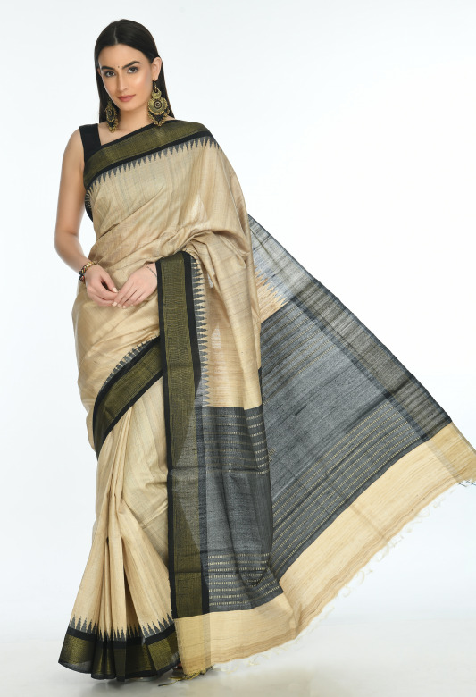 Silk temple jari border saree
