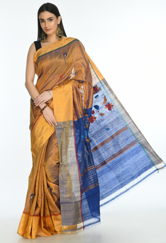 Tribes India Dupion silk temple saree