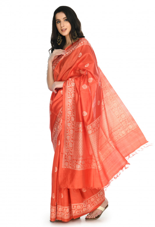 Tribes India Tassar designer butta saree.