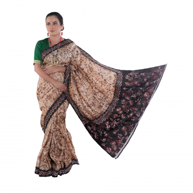 Silk Batik Kantha Saree
