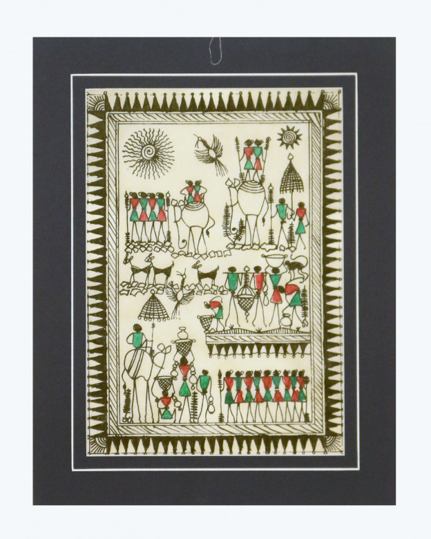 Tribes India Saura Painting Tassar with Mount