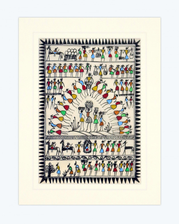 Tribes India Saura Painting Tassar with Mount