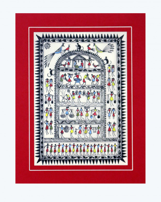 Tribes India Saura Painting Tassar with Mount