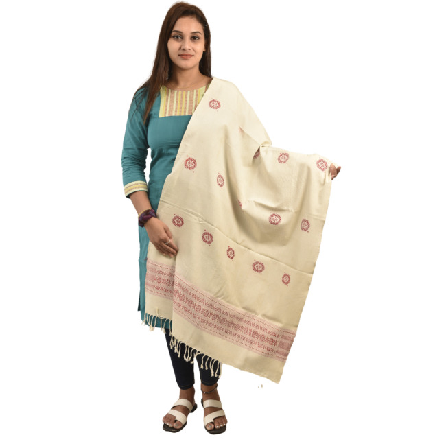 Hand Woven Traditional Eri Silk Stole By Tribal Artisans of Assam