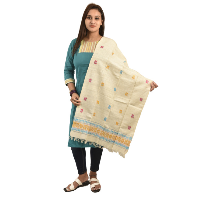 Hand Woven Traditional Eri Silk Stole By Tribal Artisans of Assam