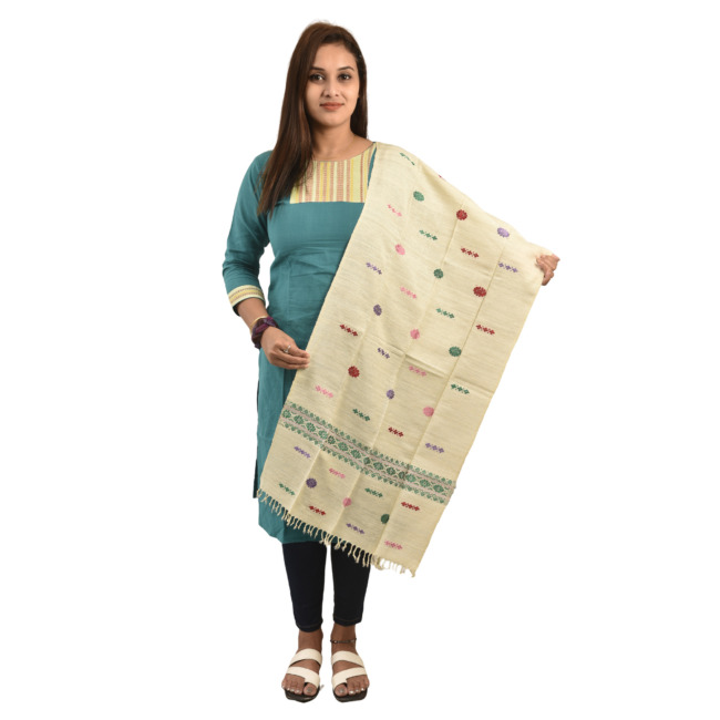 Hand Woven Traditional Eri Silk Stole By Tribal Artisans of Assam