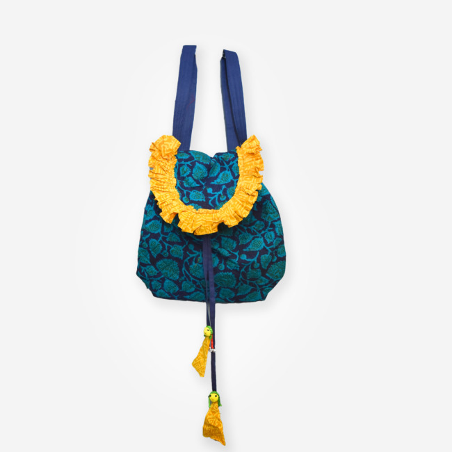 Handmade Shoulder Bag Blue 32X35 cm