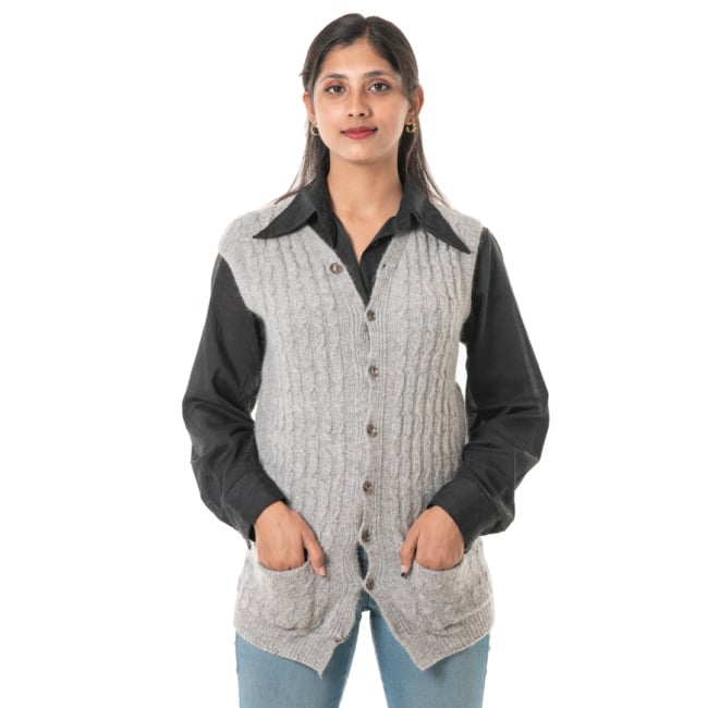 Ladies Half Angora Cardigan - Small