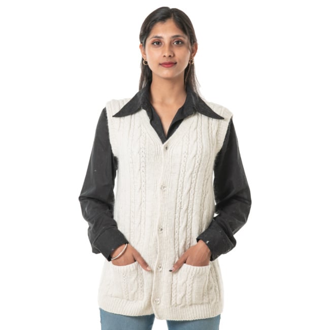 Ladies Half Angora Cardigan - Small