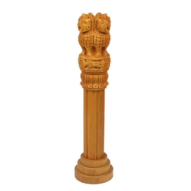 Ashok Stambh Hand Carved Wooden Piece