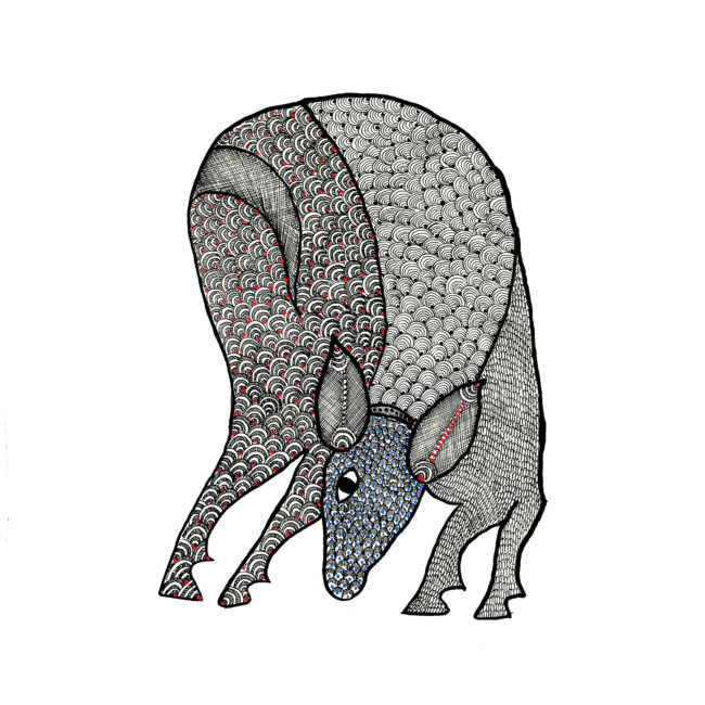 Handmade Gond Art Paper Painting (14x11 Inches) – Tribal Folk Art from Madhya Pradesh