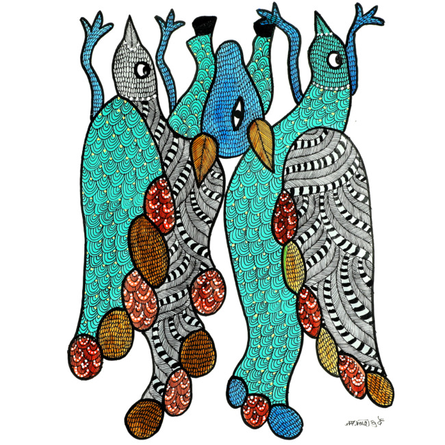 Handmade Gond Paper Painting (14*11 Inches)