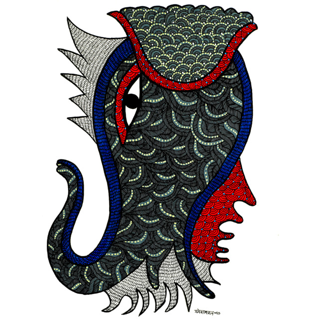 Handmade Gond Paper Painting (14*11 Inches)