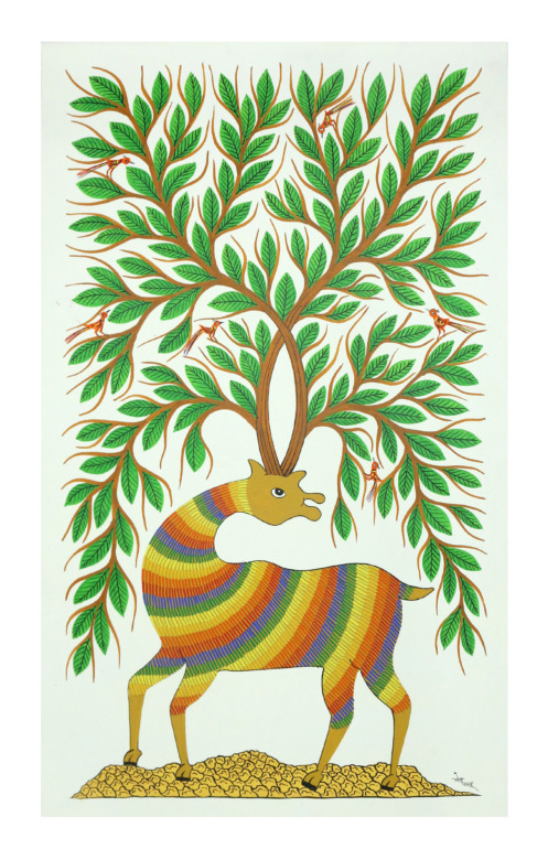 Tribes India Exclusive Hand Made Pithora Canvas Painting “ Gujarat
