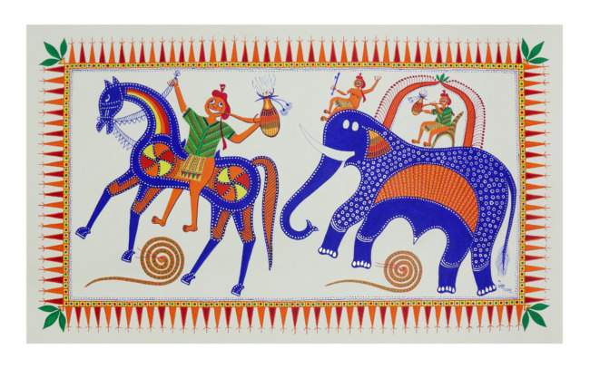 Tribes India Exclusive Hand Made Pithora Canvas Painting “ Gujarat