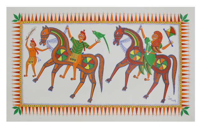 Tribes India Exclusive Hand Made Pithora Canvas Painting “ Gujarat