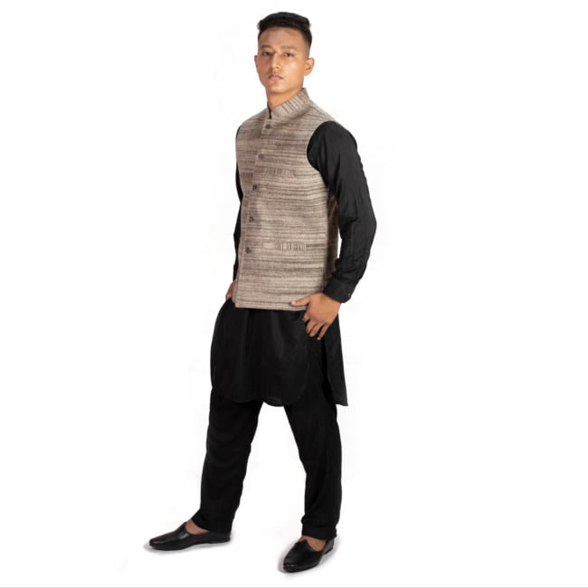 Handspun Nehru Jacket Brown