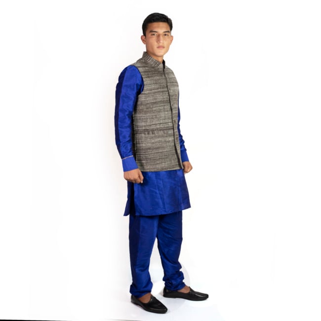 Handspun Nehru Jacket Black - L
