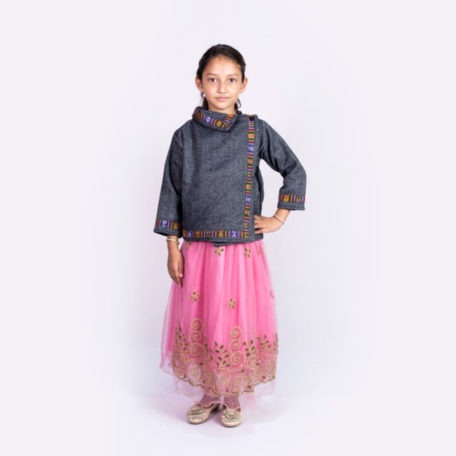 Ladakhi Hoodie Full Sleeve Kids Jacket Black & Grey