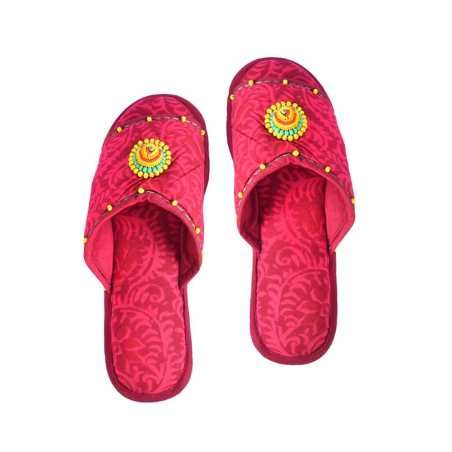 Handcrafted Ladies Slippers Red - 5