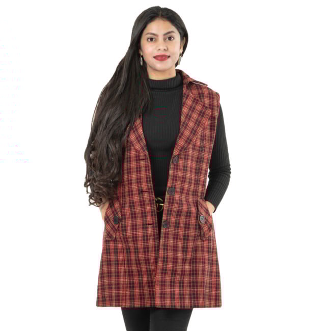Handloom Woolen Check Coat