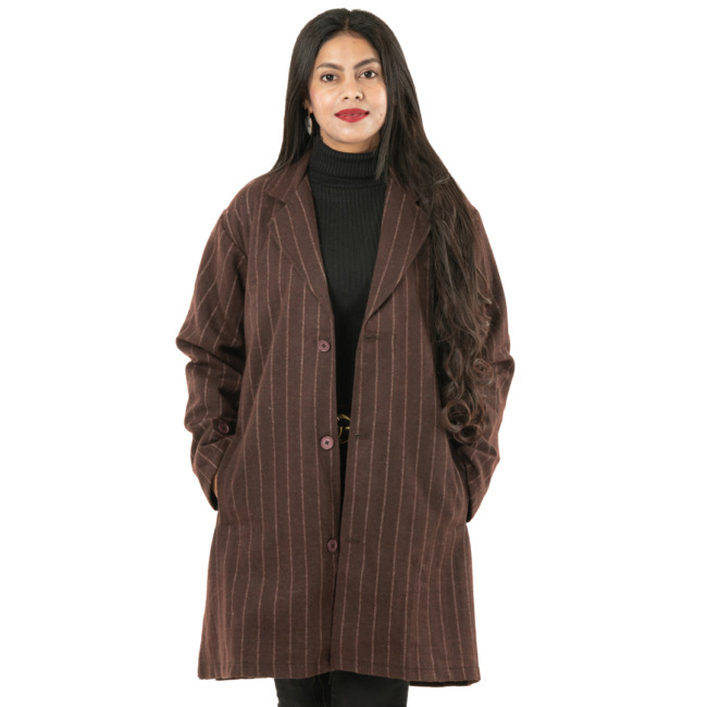 Woolen Handloom Ladies Long Coat Astar - 38